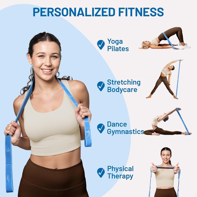 Slim Panda Stretch Strap, Dance Stretch Bands Flexibility, Elastic Yoga Stretching Strap with 9 Loops for Physical Therapy, Pilates, Yoga, Ballet, Gymnastics Stretching Bands for Exercise - Image 3